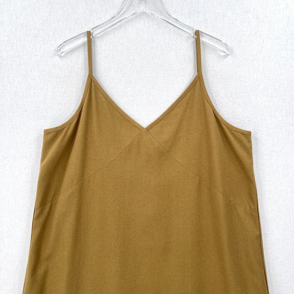 JENNI KAYNE Riviera Slip Dress Womens XXL Safari Green Raw Silk V-neck Maxi NEW - Picture 4 of 16